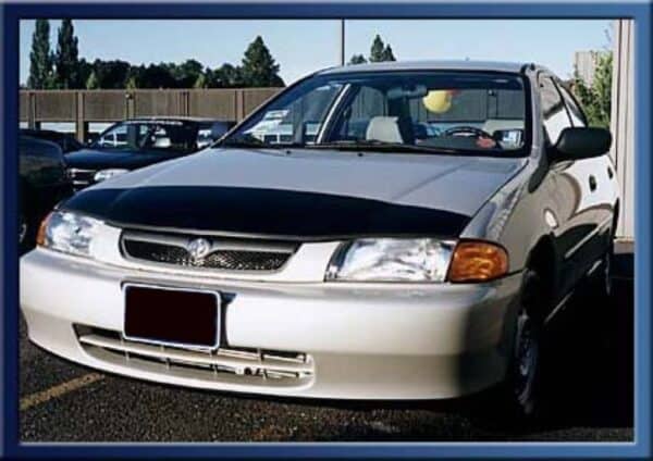 1995 Mazda Protege with black a magnetic car bra