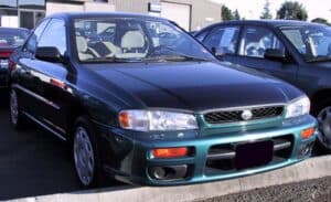 1997 Subaru Impreza with a magnetic car bra
