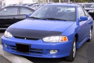 2001 Mitsubishi Mirage coupe with a magnetic car bra
