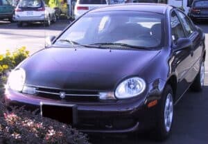 Dodge Neon with a magnet car bra