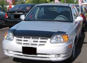 2004 Hyundai Accent with a magnetic car bra