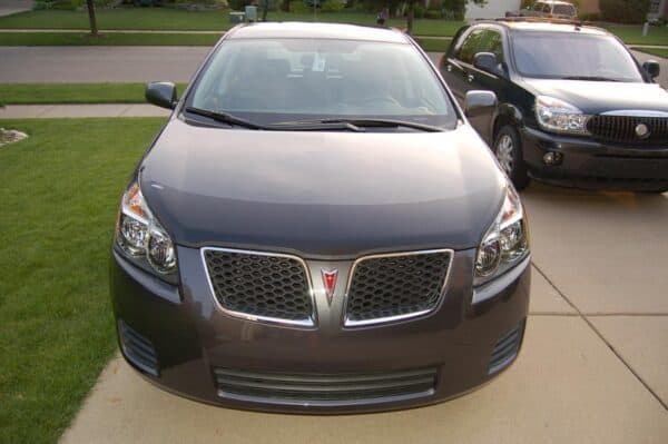 2009 Pontiac Vibe with a magnetic car bra