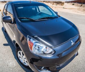 2012 Mitsubishi Mirage with a magnetic car bra