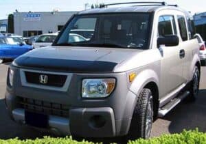 Honda Element with a magnetic car bra.
