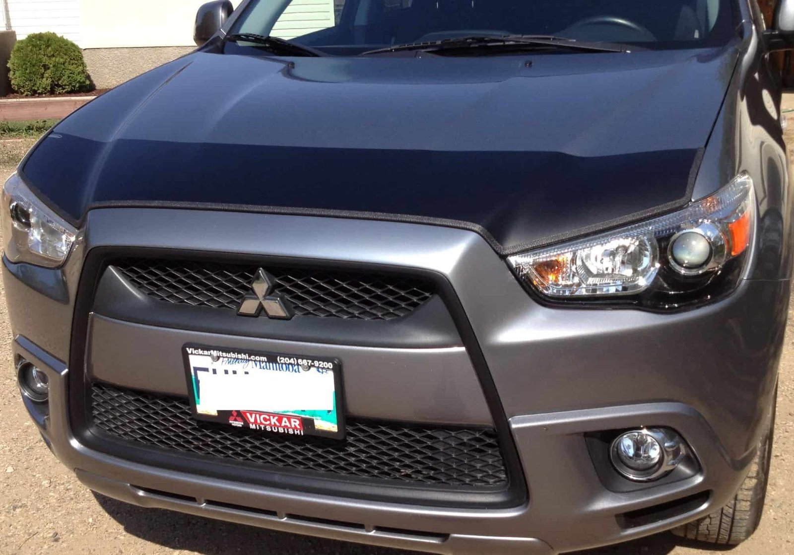 thumbnail interactive-video image 1 of LeBra Front End Mask Cover Bra For Mitsubishi Outlander 2010-2013 – Black, Leather Grain Vinyl, Custom Fit 1 of 6