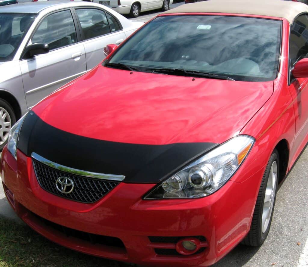 2004 Toyota Solara with a magnetic car bra