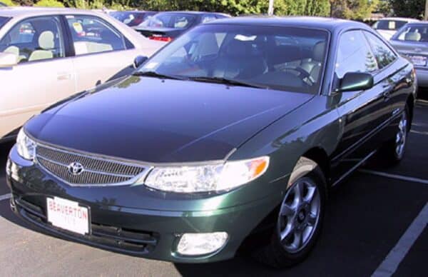 Toyota Solara with a magnetic car bra